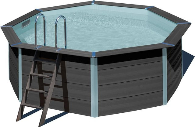Gre Composite Pool Avantgarde Achteckig in Anthrazit mit Sandfilteranlage und Bodenschutzvlies, Durchmesser: 410 cm, Höhe: 124 cm - Bild 1