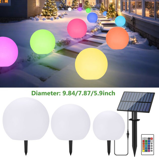 AMARYLLIS Solar-LED-Kugelleuchte für den Außenbereich mit Fernbedienung, 16 Farben und IP65 wasserdicht - Bild 1