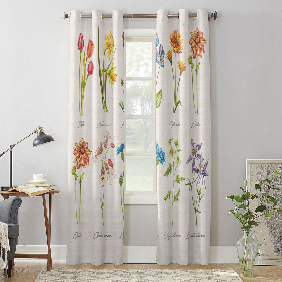 Super Six Fenstervorhang mit Vintage-Blumenmuster in Multicolour, halbtransparentes Textil mit Leinenstruktur, Breite: 135 cm, Höhe: 60 cm - Bild 1