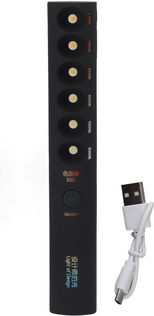 Andoer Tragbarer LED-Lampenstab für Fotografie, Schwarz, Wiederaufladbar mit USB-C, Farbtemperatur 2700 K bis 6000 K und 6 Modi - Bild 1