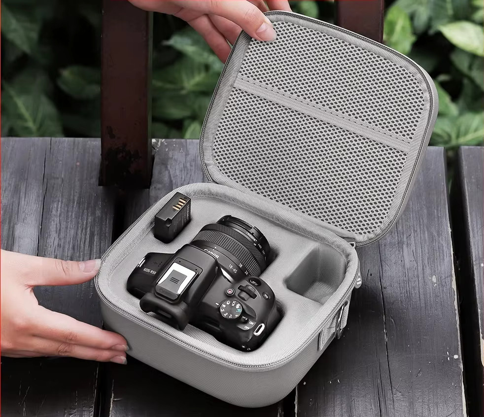 Tragbare Kamera-Aufbewahrungstasche in Grau für Canon EOS R100 R50 M50 Spiegellose Kameras und Objektiv-Kits - Bild 2