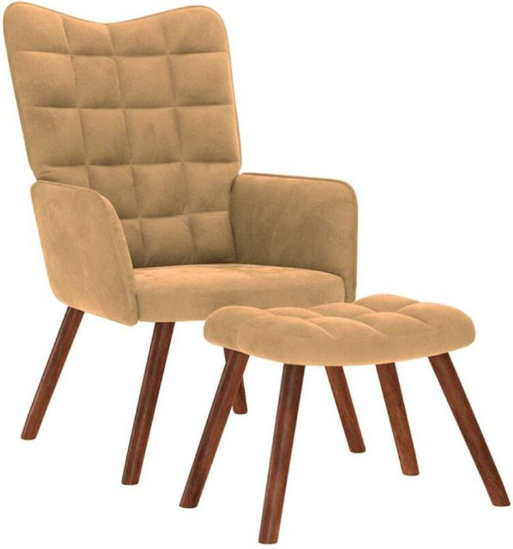 vidaxl Relaxsessel mit Hocker in Braun aus Samt und Metall im modernen Design, B/T/H: 95,5 x 69 x 61,5 cm - Bild 1
