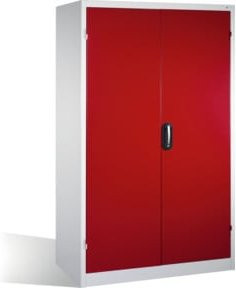 C+P Schwerlastschrank mit Drehtüren, 3 Böden und 3 Schubladen, Front Rubinrot, Korpus Lichtgrau, H x B x T: 195 x 120 x 60 cm - Bild 1