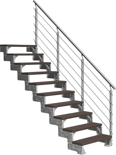 Dolle Außentreppe Gardentop 10 Trimax-Stufen mit Prova-Geländer in Dunkelbraun, Breite: 80 cm - Bild 1