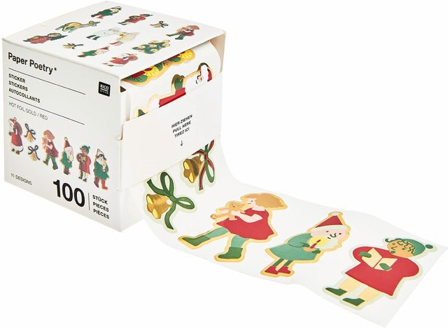 Rico Design Paper Poetry Sticker Weihnachtsmarkt Kinder auf der Rolle, bunt, 5 m - Bild 1