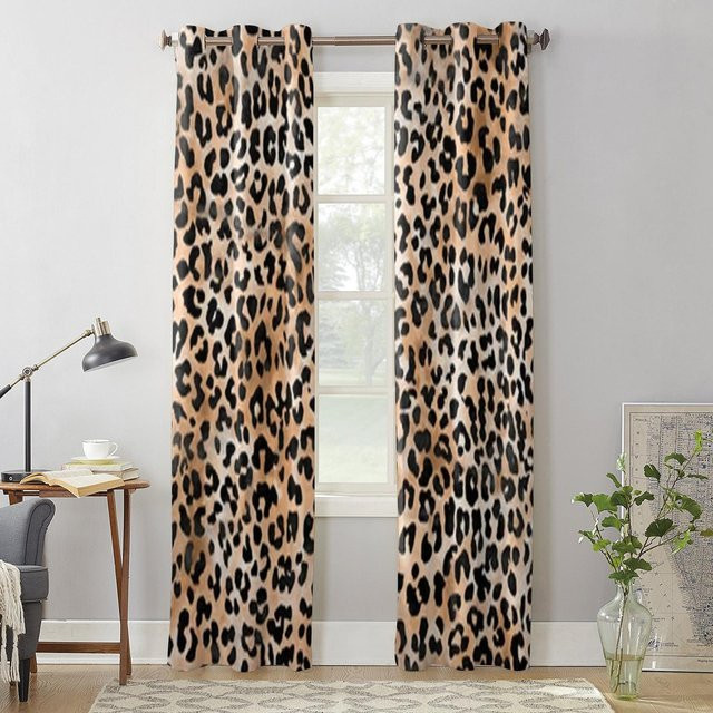 Super Six Fenstervorhang mit Leopardenmuster in Multicolour, semi-transparent, Breite: 135 cm, Höhe: 115 cm - Bild 1
