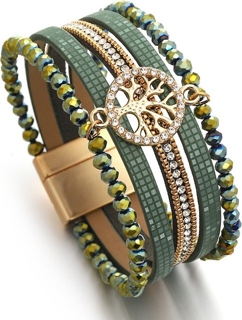 ALLYES Lederarmband, Kristallperlen, Damen - Bild 1