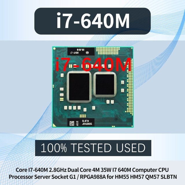 Intel Core i7-640M Prozessor Dual-Core 2,8 GHz 4M Cache 35W Sockel G1 / RPGA988A - Bild 1