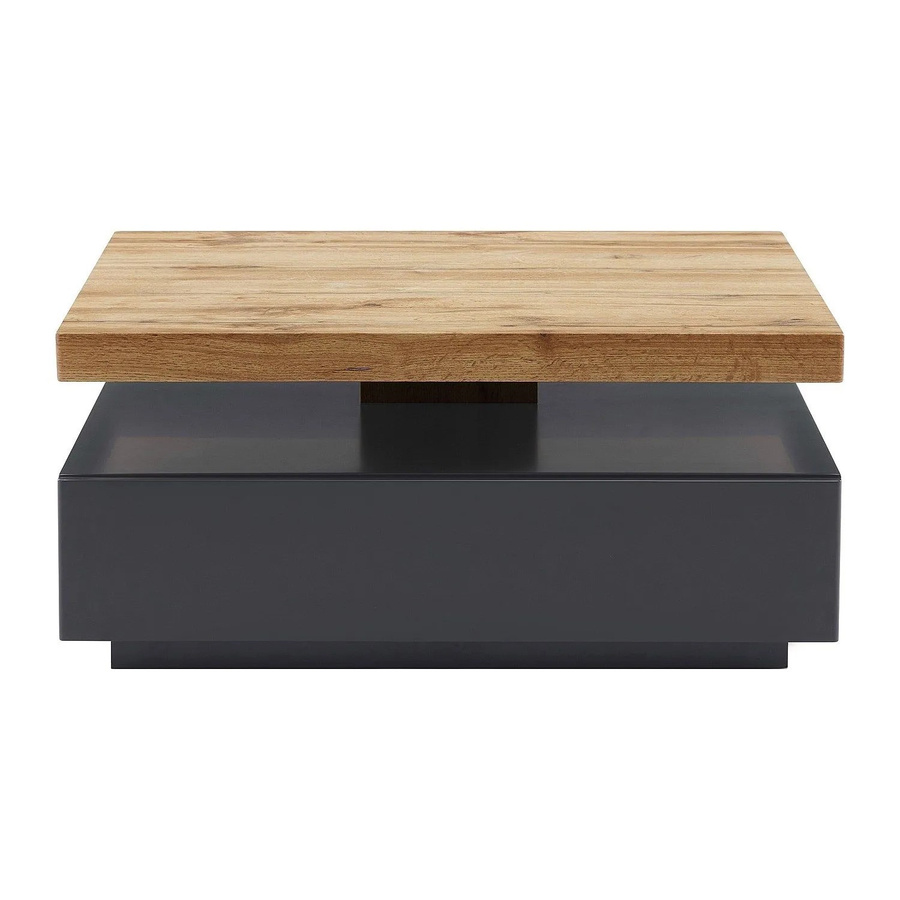 Couchtisch Kyria von Vente-unique in Anthrazitgrau und Naturfarben Hell mit rotierender Tischplatte aus MDF, Breite: 80 cm - Bild 2
