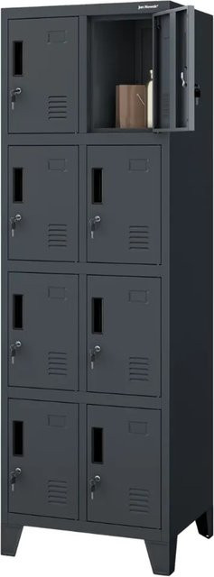 JAN NOWAK Schließfachschrank ROBERT Spind mit 8 Fächern aus Metall in Anthrazit, H x B x T: 172 x 55,9 x 45 cm - Bild 1