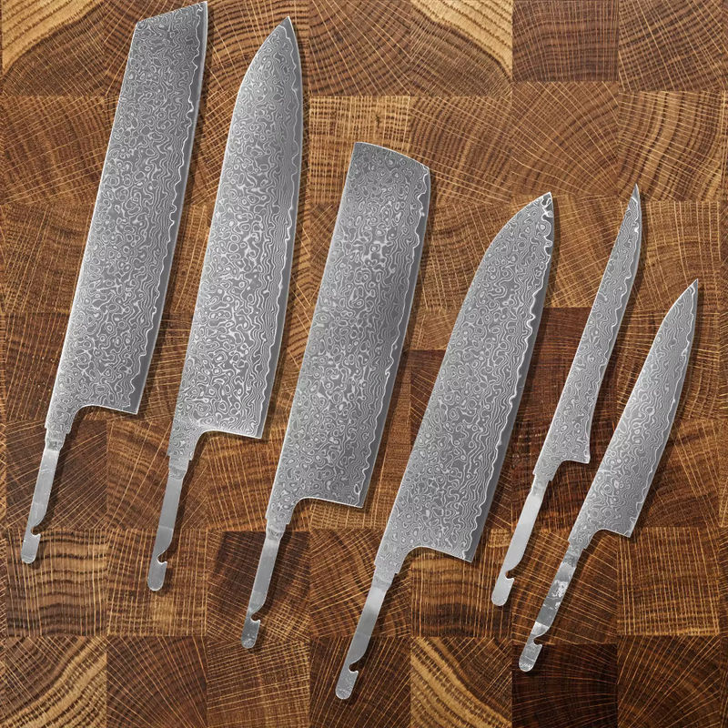 Baovim Damaststahl Rohmesser Set in Silber für DIY Messerherstellung ohne Griff - Bild 3
