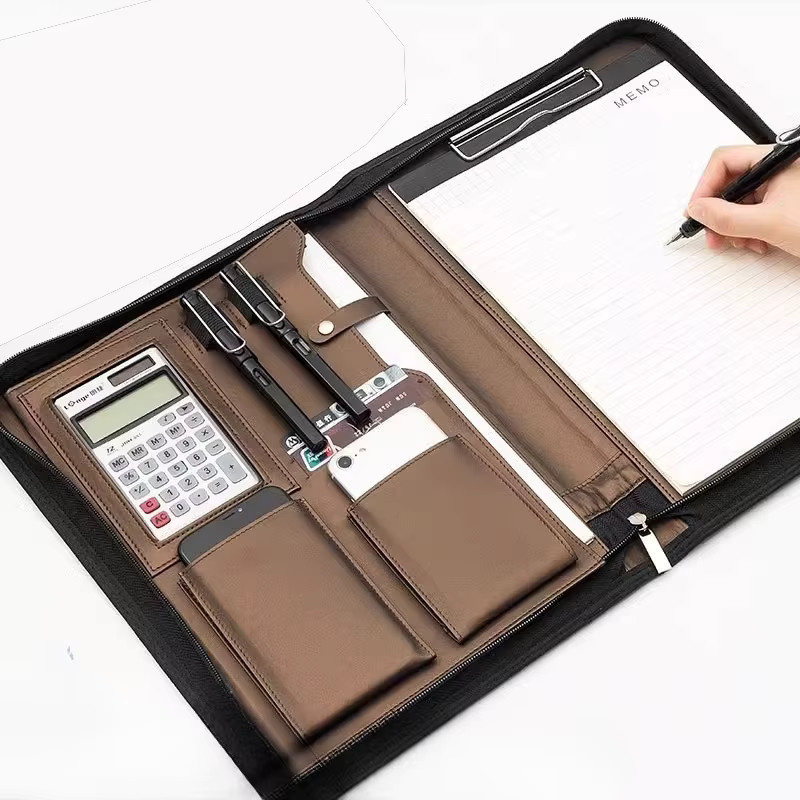 Folderix Multifunktionale Konferenzmappe aus Leder in Braun für A4 Dokumente - Bild 3