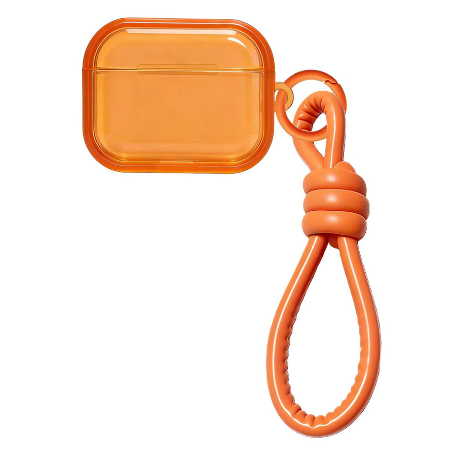Transparente Schutzhülle für Apple AirPods in Orange mit Handschlaufe - Bild 3