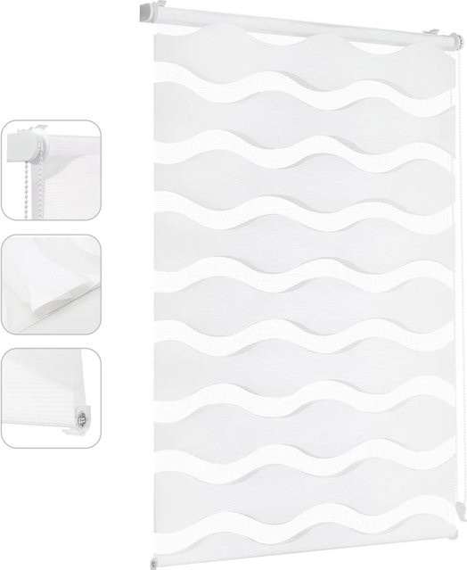 Sekey Doppelrollo Day & Night Klemmfix aus Polyester in Weiß, B: 75 cm, H: 130 cm - Bild 1