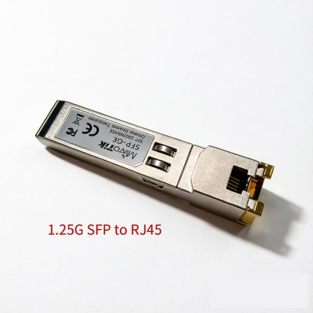 Mikrotik Gigabit Ethernet SFP Glasfasermodul RJ45 Port 1000BASE-T Kupferkonverter in Silber - Bild 1