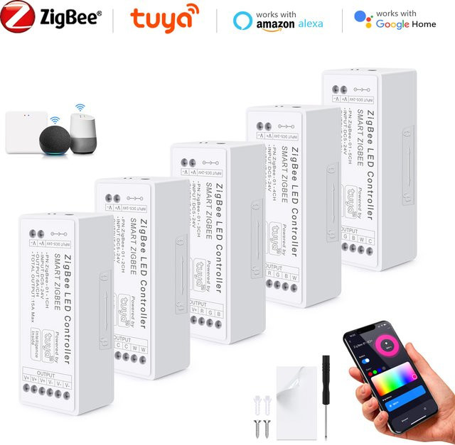 Rybakov Smart LED Controller mit Zigbee 3.0 und WiFi für RGBW COB Neonband, dimmbarer Tuya LED Dimmer für DC5V-24V - Bild 1