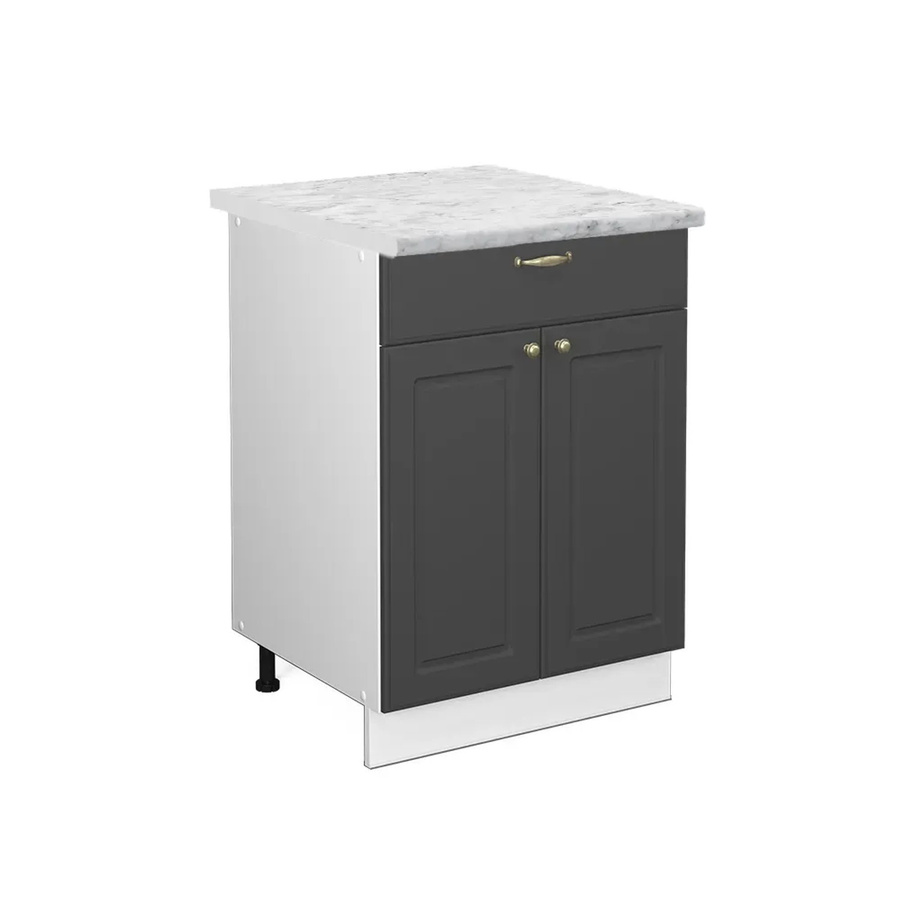Vicco Küchenunterschrank Fame-Line in Anthrazit-Gold/Weiß mit Schublade und Marmor-Optik, Breite: 60 cm - Bild 2