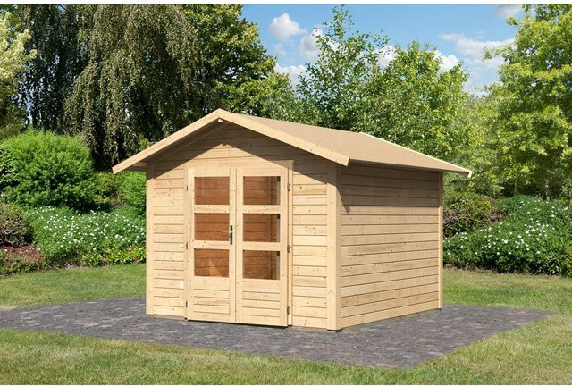 Karibu Holz-Gartenhaus Tyka in Natur mit Satteldach, B/T: 270 x 270 cm - Bild 1