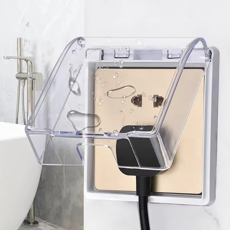Wasserdichte Schutzabdeckung für Universal 86 Typ Steckdosen und Schalter mit transparenter Platte in Schwarz - Bild 3