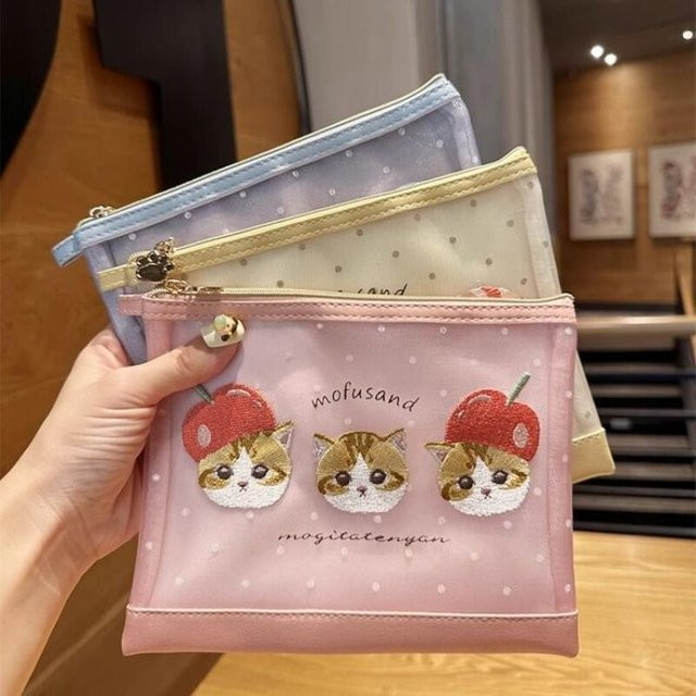 Mofusand transparente Make-up-Tasche mit Cartoon-Motiv von Bandai, bestickte Aufbewahrungstasche für Reisen und Kosmetik - Bild 1