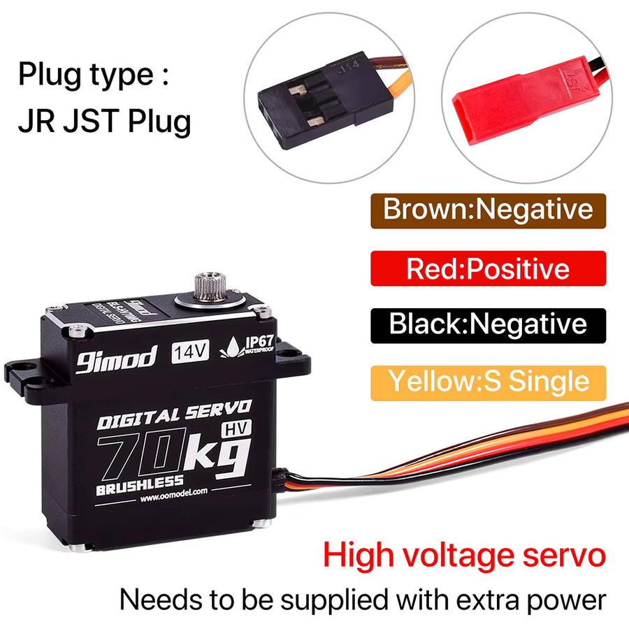 9imod Servo 70 kg Digitaler Servomotor, bürstenlos, mit Metallgetriebe, 1:10 - Bild 2