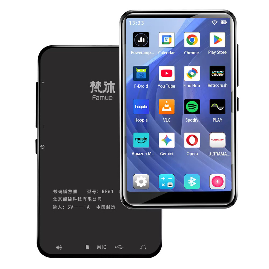 Famue BF61 Android 10 WLAN MP3-Player mit 4-Zoll-Bildschirm, 4GB RAM, 32GB/64GB Speicher, Bluetooth und MP4-Wiedergabe in Schwarz - Bild 5