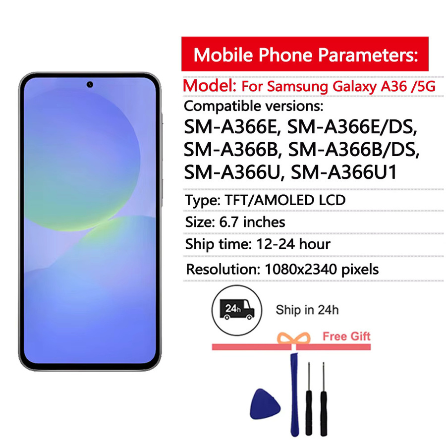 Samsung Galaxy A36 5G AMOLED Display Ersatz mit Touchscreen Digitizer Baugruppe in Schwarz - Bild 2