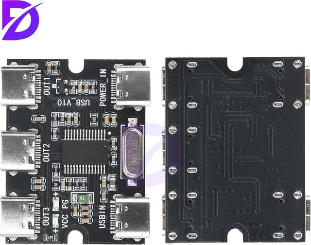diymore USB-C Erweiterungsboard Hub mit 1 Eingang und 3 Ausgängen in Schwarz - Bild 1