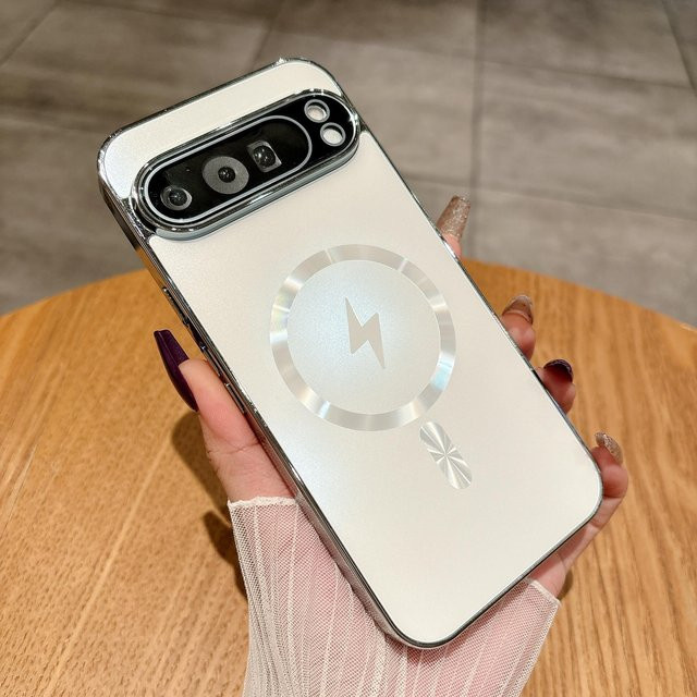 Luxus Beschichtung AG Magnetische MagSafe Hülle für Google Pixel 10 9 Pro XL 8 7 6 in Silber und Weiß, Stoßfestes Mattes Cover mit Displayschutz - Bild 1