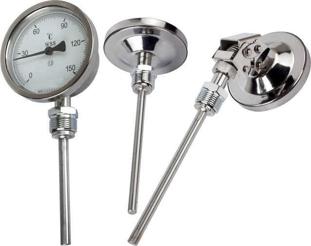 Vadias Bimetall-Thermometer WSS401/411/481 mit 100-mm-Zifferblatt, silber, radial/axial, Durchmesser: 8 mm - Bild 1