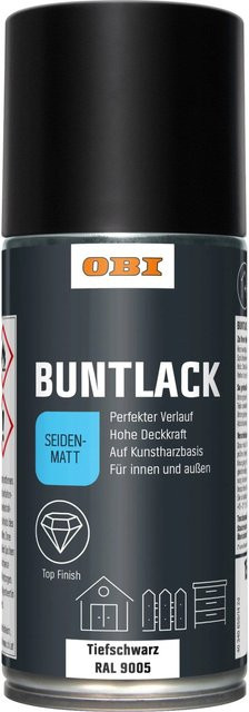 OBI Buntlack Spray RAL 9005 Tiefschwarz seidenmatt 150 ml - Bild 1