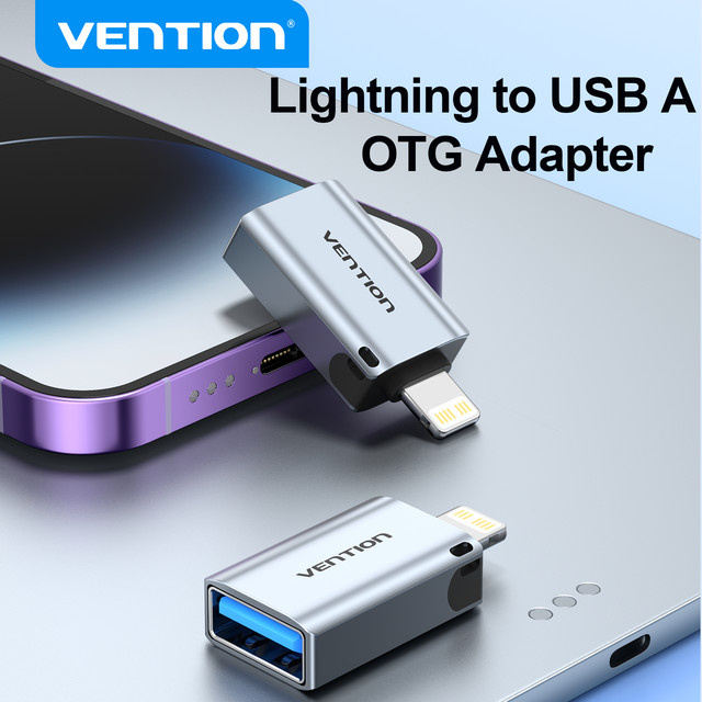 Vention Lightning OTG-Adapter von Lightning auf USB-A in Silber für iPhone und iPad - Bild 1
