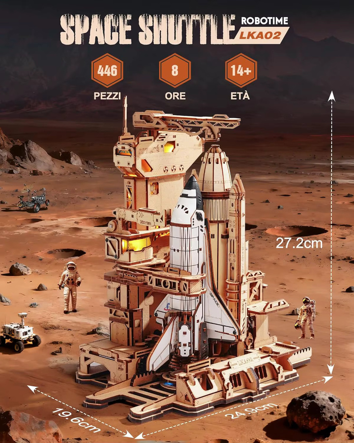 Robotime Rokr 3D-Puzzle Raumfähre, Holzpuzzle, mit Beleuchtung, ab 14 Jahren - Bild 2