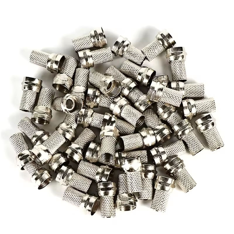 50er Set Kupfer Twist On RG6 F Typ Koaxialkabel Stecker in Silber für TV und Satellit - Bild 3