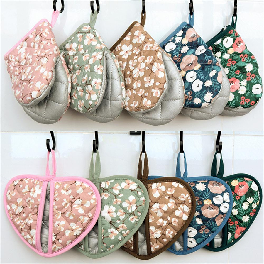 Hitzebeständiger Handclip zum Backen und Grillen aus Baumwolle im japanischen Stil, verbrühungssicherer Topflappen für dein Küchenzubehör in Grün, Braun oder Blau - Bild 4