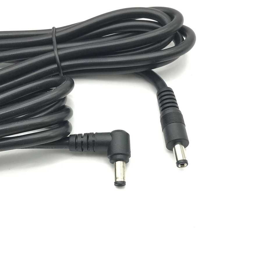 HTXKJIC DC 90-Grad-Winkel Verlängerungskabel mit Barrel-Stecker 5,5x2,1mm und 5,5x2,5mm, 14AWG Kupfer, 15A, 12V-24V, 180W, Schwarz - Bild 3