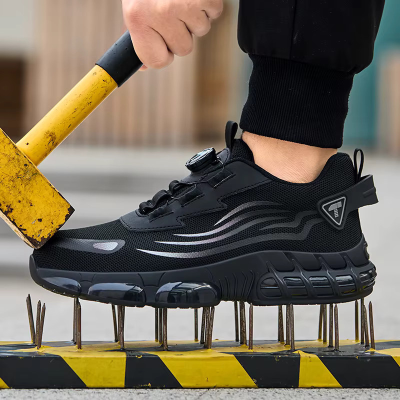 TANRDON Sicherheitsschuhe für Herren in Schwarz, stoßfeste und durchstichsichere Arbeitsschuhe im sportlichen Design mit Rotary Button - Bild 2