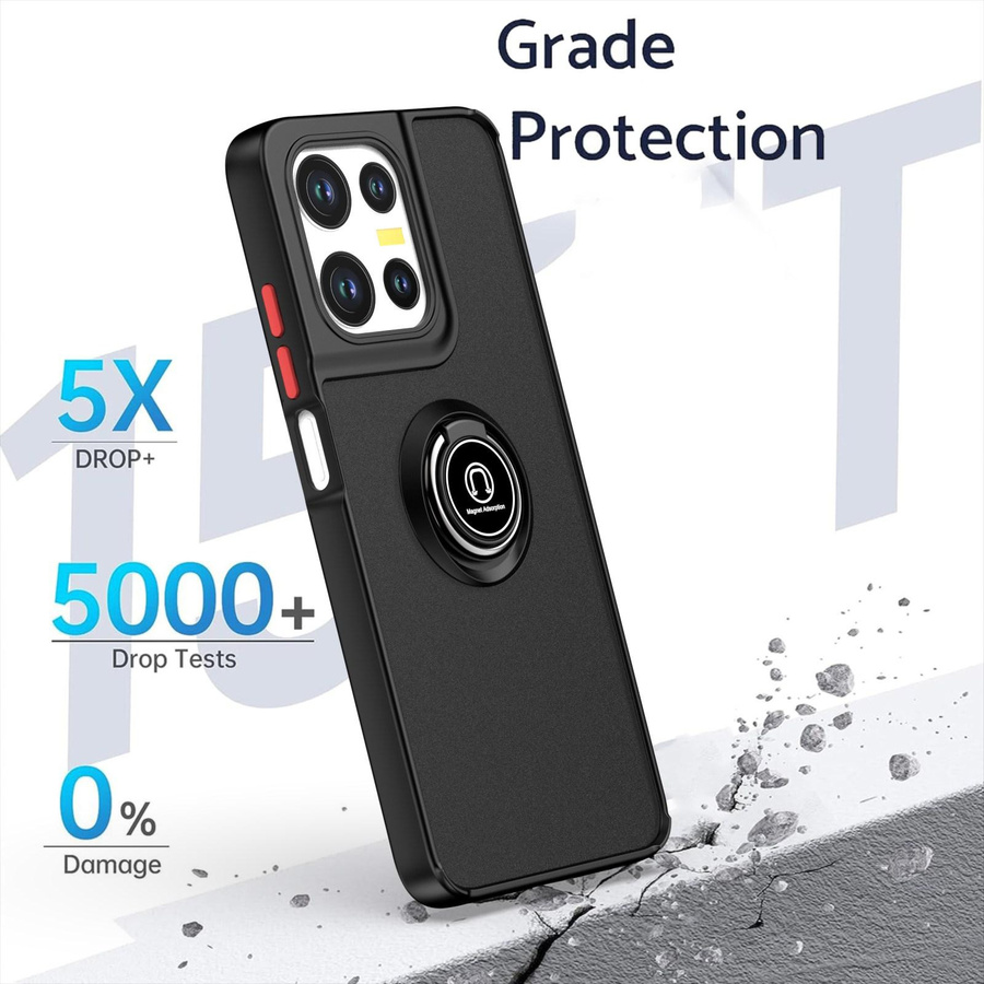 Stoßfeste Armor Handyhülle für Motorola Moto G75 5G mit magnetischem Ringhalter und Ständer, Schwarz - Bild 2