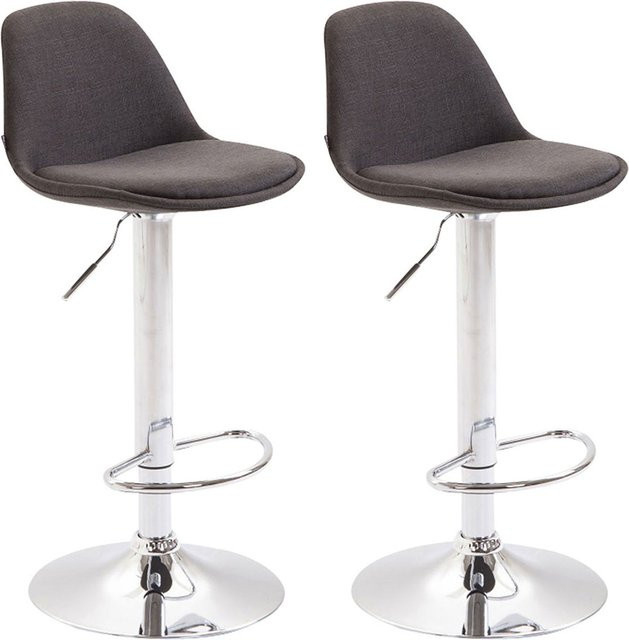 TPFLiving 2er Set Barhocker Kilian in Dunkelgrau mit Chromoptik Metallgestell B/T/H: 39 x 43 x 104 cm - Bild 1