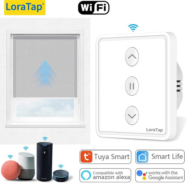 LoraTap Tuya Smart Life Rolladen- und Jalousie-Schalter mit Motorbetrieb in Weiß, kompatibel mit Google Home und Alexa zur Sprachsteuerung und Zeiteinstellung - Bild 1