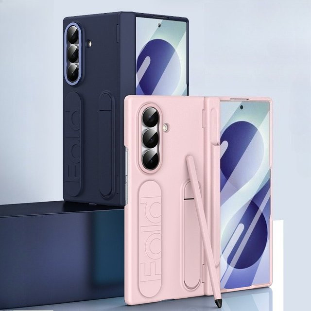 Schutzhülle mit Scharnierschutz und Handschlaufe für Samsung Galaxy Z Fold (kompatibel mit Fold 8, 7, 6, 5, 4, 3) inklusive Displayschutzfolie und Ständer, Farbe: Weiß - Bild 1
