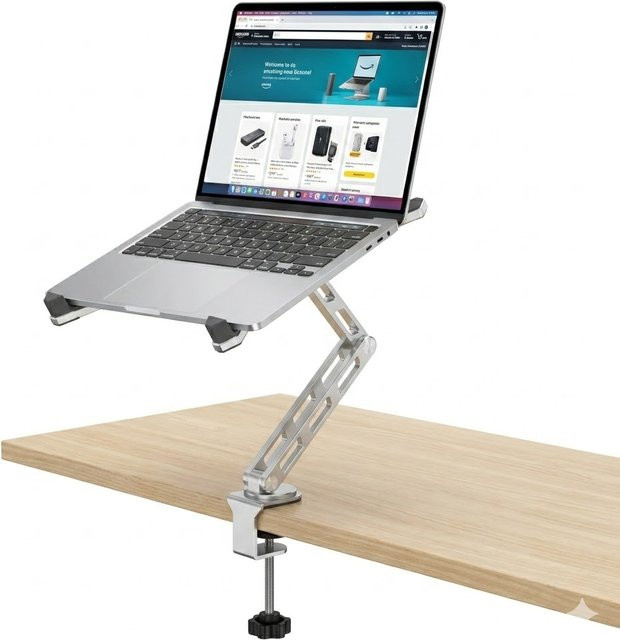 Ideaway 2-in-1 Laptop-Ständer mit 360 Grad drehbarer Basis und abnehmbarem Tablet-Arm aus Metall, faltbar, Farbe: Silber/Grau - Bild 1