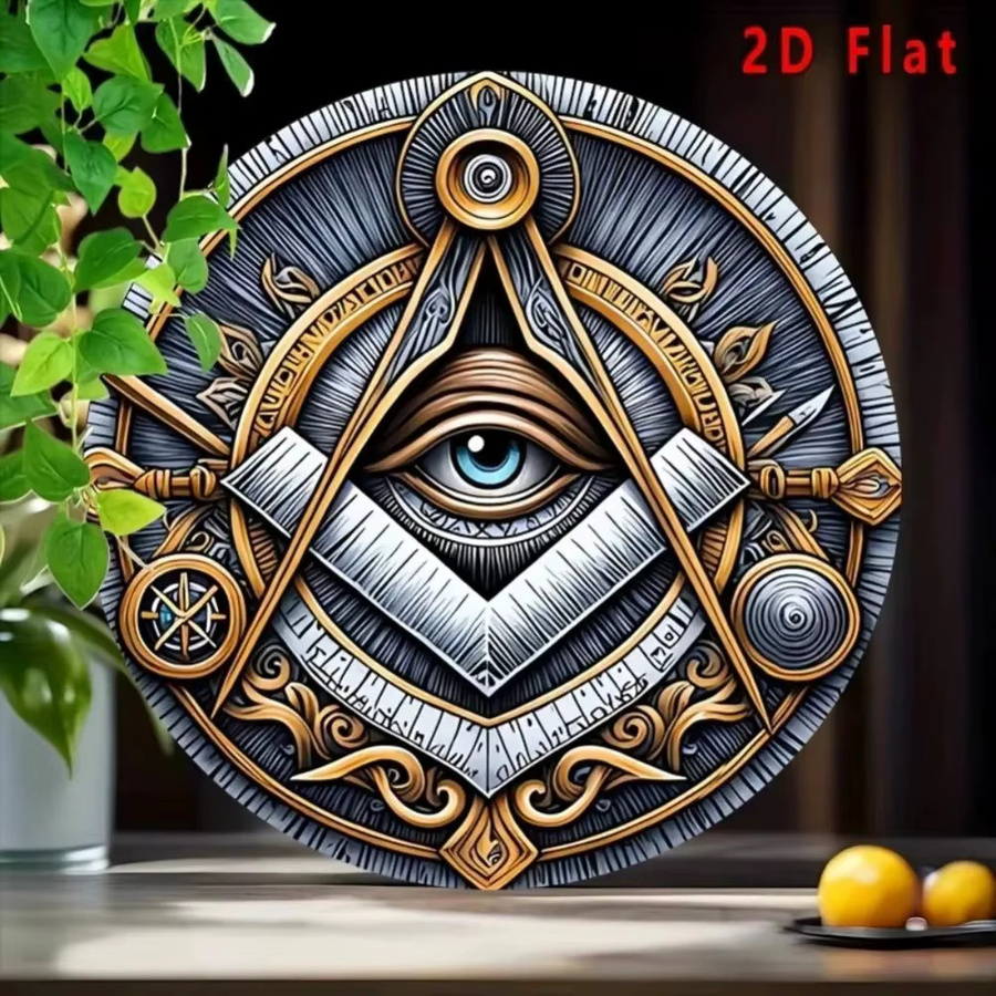 CIFBUY Eye of Providence Vintage-Wandkunst aus Aluminium, rundes Metallschild in Multicolour, Durchmesser: 20 cm - Bild 5