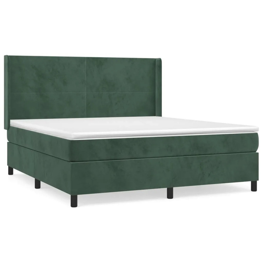 vidaXL Boxspringbett Hybrid mit Matratze aus Taschenfederkern in Dunkelgrün Samt, B/T/H: 180 x 200 x 118 cm - Bild 2