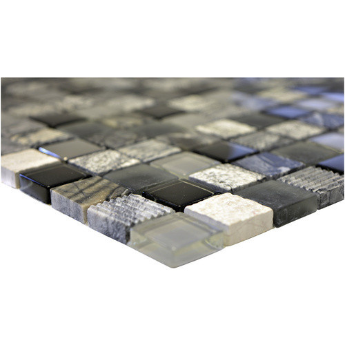 HuH Mosaik Wandfliese aus Glas in Grau und Schwarz, B/B: 30 x 30 cm, matt und geometrisch - Bild 2