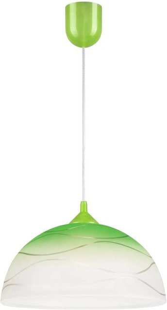 Licht-Erlebnisse Hängelampe Adania in Grün und Weiß aus Glas und Metall mit E27 Fassung, Rund, Durchmesser: 30 cm - Bild 1
