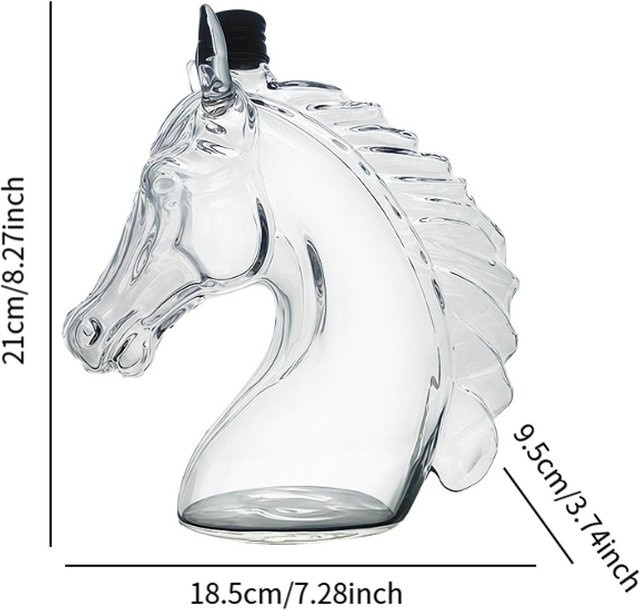 Femme Couture Glasdekanter in Pferdekopfform mit Gravur für Whisky, Bourbon oder Brandy, transparent - Bild 1