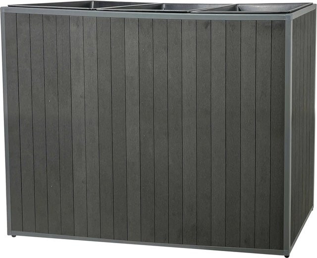 LAMORENDA Pflanzgefäß aus WPC mit Einsatz für Innen- und Außenbereich, Anthrazit, B/T/H: 79,5 x 27,5 x 69 cm - Bild 1