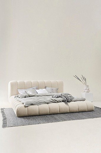 Jotex DERMY Bettgestell in Beige und Weiß mit Polsterung und Kiefernholz, B/T: 160 x 200 cm - Bild 1