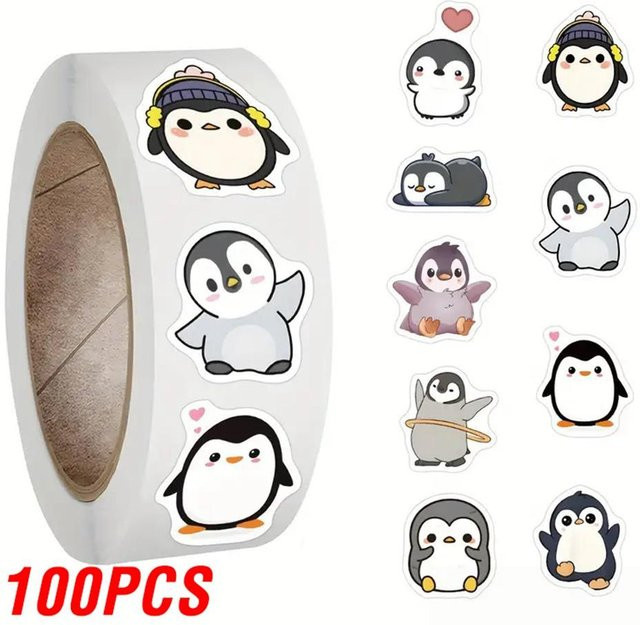 Binchi Outdoor Pinguin Tier Aufkleber Set mit Cartoon Motiven in Mehrfarbig für Notizbuch und DIY Dekoration - Bild 1